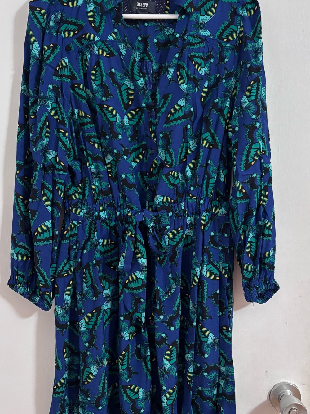 Anthropologie Maeve Pippa Butterfly Belted Shirt Dress M - Picture 6 of 7